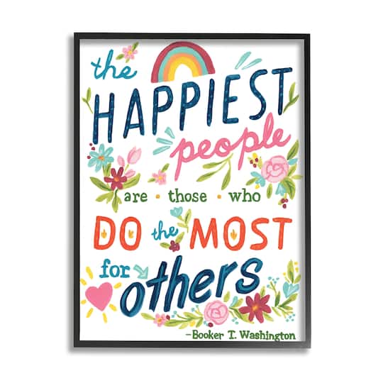 Stupell Industries Happy People Do Most for Others Phrase Whimsical Florals in Frame Wall Art